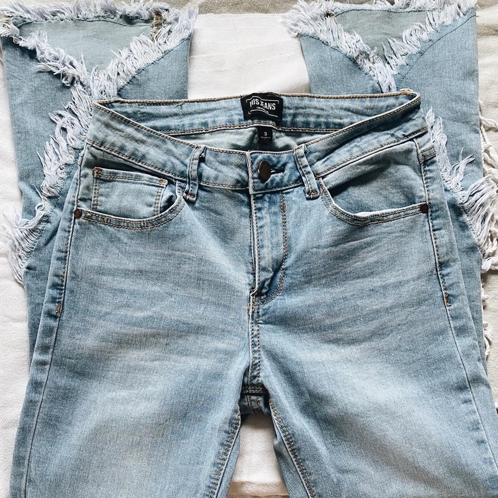 distressed flare jeans
